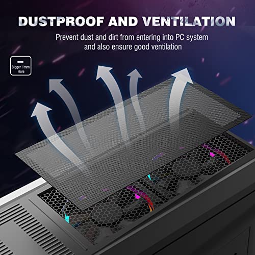 Moko 400X300Mm Diy Pc Case Dust Mesh Filter, [2 Pack] Pvc Dustproof Magnetic Dust Filter Cover, Pc Mesh Grill With Magnetic Frame Strip Computer Cooler Fan Dust Filter For Computer Pc Case, Black #TOP1