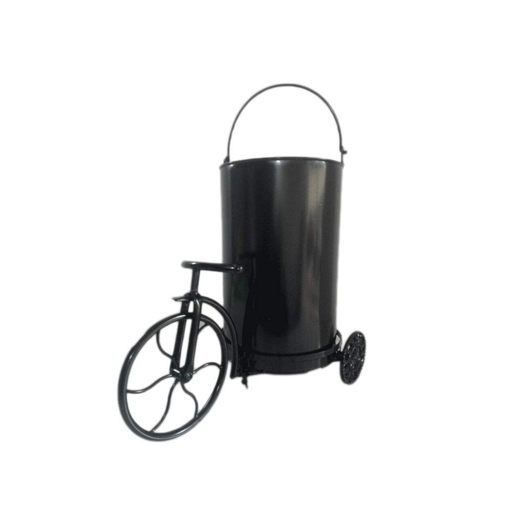 Trash Can Industrial Wind Trash Can Retro Wind Tricycle Shape Waste Basket Storage Recycle Bin Metal Iron Trash Can Bins Indoor Dustbins Waste Basket (Color : Blue) (Black)