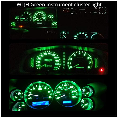 Image of WLJH Green Twist-Socket LED Dash Kit for 1987-1991 Jeep Wrangler | 3030 SMD, 100lm, No Soldering, Speedometer Tachometer and Temperature Gauge Lighting, 8-Pack