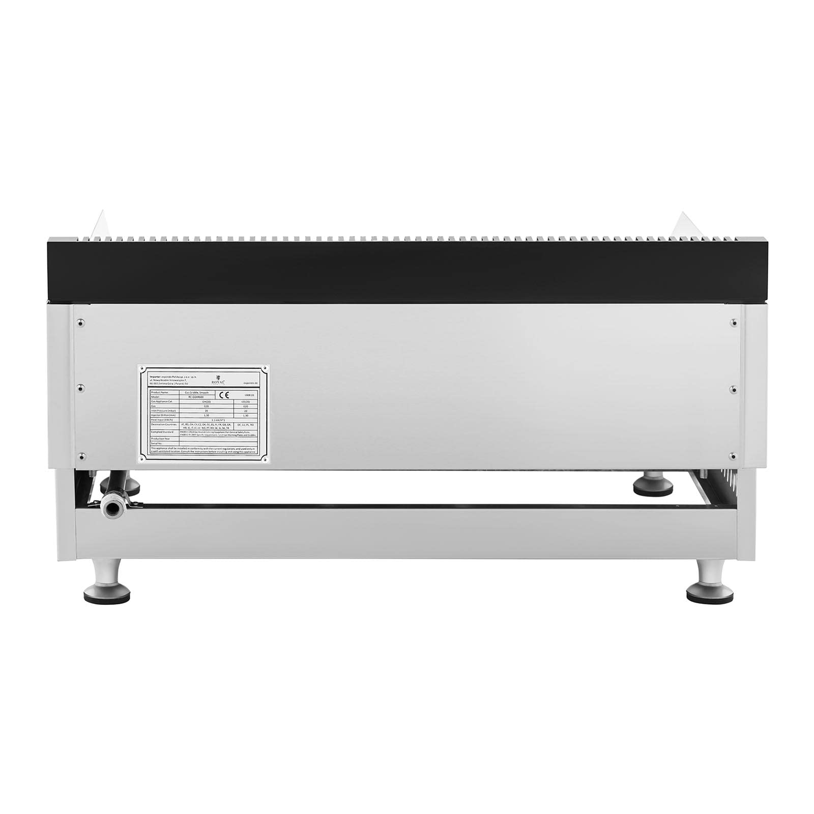 Royal Catering Fry Top de Gas Doble para Cocina Parrilla Profesional RC-GGHR600 (60 x 40 cm, Lisa/ondulada, 2 x 3.100 W, Gas natural)