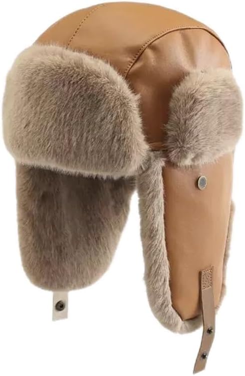 Leather Lei Feng Hat for Women's Winter Warmth and Riding Ear Protection