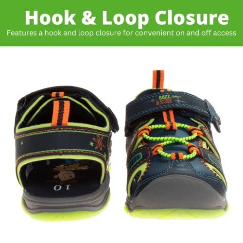 Disneys Pixar Toy Story Light Up Shoes- Boys Summer Sandals- Kids Water Shoes - Buzz Lightyear Woody Beach Adjustable Strap Open Toe Outdoor Sport Character Lights - Green (Size 11 Little Kid) #TOP4