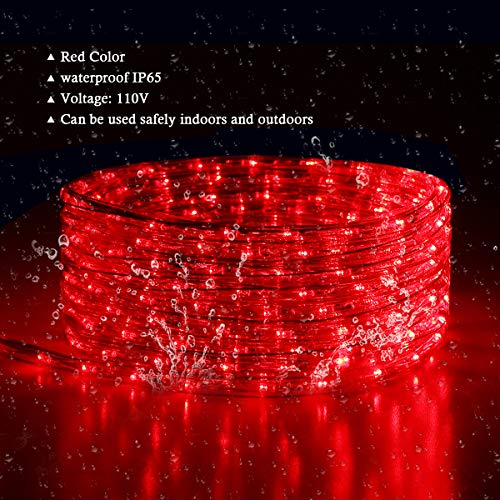 Buyagn 100Ft Led Rope Lights, Cuttable & Connectable Led Strip Lights Outdoor Waterproof Decorative Lighting For Indoor/Outdoor,Eaves,Backyards Garden,Party And Christmas Decorations(Red) #TOP1