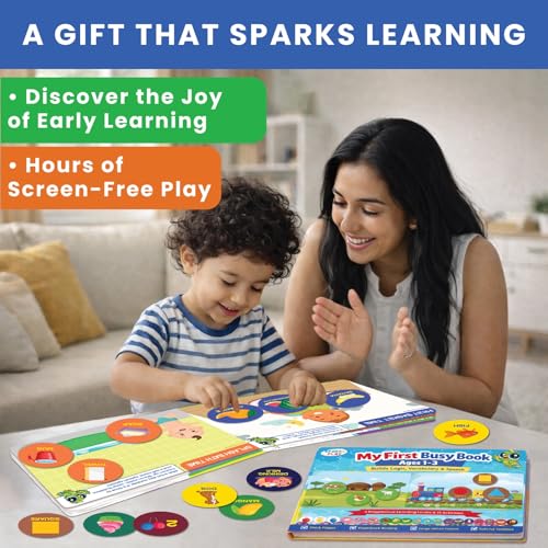 Image of SparkLPlay Flash Card & Busy Book Learning Activities for Kids Ages 1-3 | Gift for Boys & Girls | Learn - Colors, Animals, Shapes, Habitats, Daily Routine, & Life Skills
