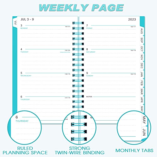 2023-2024 Pocket Planner/Calendar - Weekly & Monthly Pocket Planner, July 2023 - June 2024, 6.8" X 4.3", Strong Twin - Wire Binding, Plastic Cover, Round Corner #TOP4