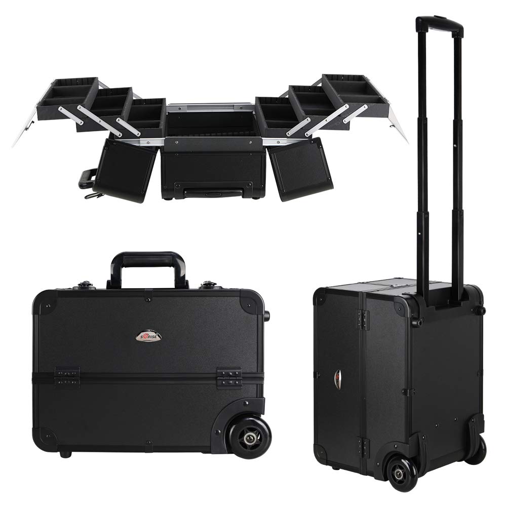 Amazon.com: SORISE Maletín de maquillaje profesional, caja de cosméticos, 6  bandejas con divisores ajustables, organizador de maquillaje con ruedas de  viaje con 2 ruedas, negro, Negro : Belleza y Cuidado Personal