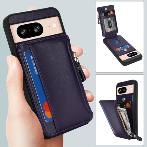Image of Cavor for Google Pixel 8 Case Wallet with Card Holder, Purple