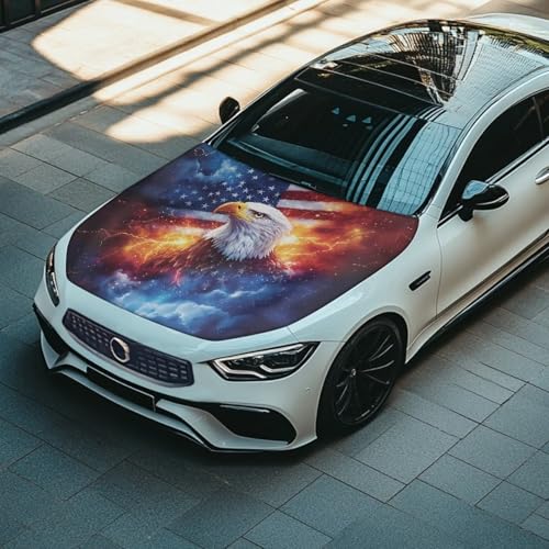 Image of Car Hood Cover,Portable Car Hood Cover Protector Suitable Most Automotive Sedans Trucks Pickup Sports Cars,Car Accessories Eagle Flag Print
