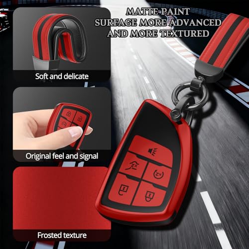 Image of For Chevy /GMC Key Fob Cover Accessories, Matte TPU Material, With a Cute Leather Keychain, for Silverado Sierra Tahoe Suburban Equinox Traverse Yukon Denali Terrain Acadia
