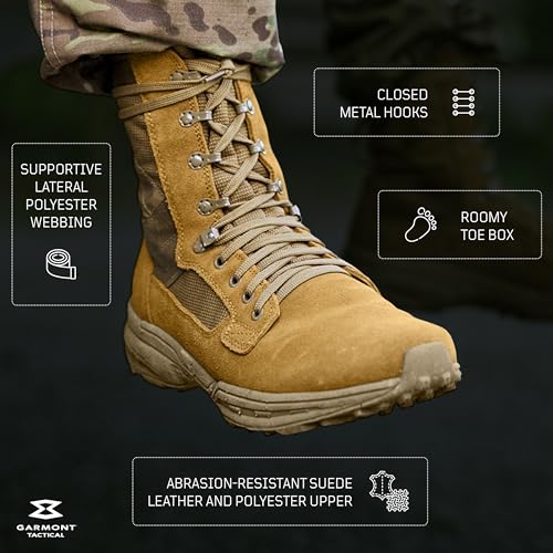 GARMONT TACTICAL T8 NFS 670 Military Combat Boots for Men and Women, Army, Air Force, AR670-1 Compliant Footwear, Lightweight, Suede Leather, Coyote, 9 Wide4