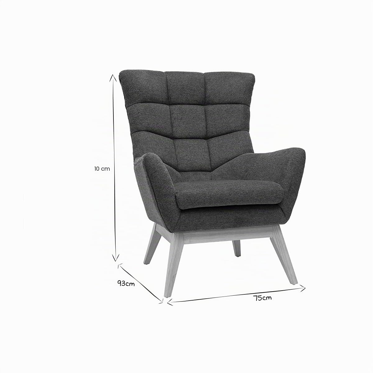 Miliboo Fauteuil scandinave en Tissu Effet Velours texturé Gris foncé et Bois Clair Brody