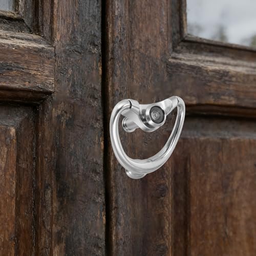 Aldaba de puerta de aleación de zinc con visor integrado plateado 8
