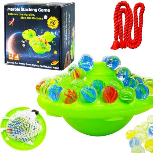 A V Marble Balance Board Game – 60 Colorful Glass Marbles with Storage Base | Exciting Family & Party Board Game for Kids & Adults, Educational STEM Toy & Birthday Gift, 1–4 Players, Ages 8+