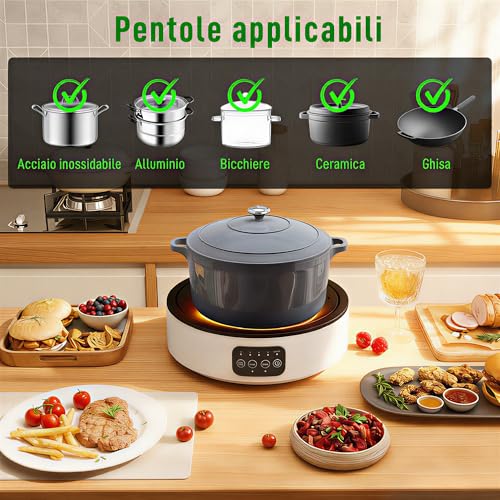 Homcom Piastra Elettrica A Infrarossi Portatile 2000W Con Griglia, Fornello Elettrico 2 In 1 In Vetroceramica, 4 Livelli Di Potenza, Vassoio Raccogligocce, Adatto A Tutti I Tipi Di Pentole Ø30Cm - 4