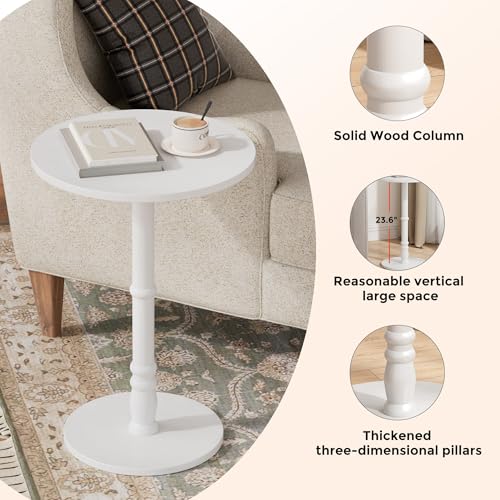 Homleke 16" Round Side Table with Solid Wood Pillar, Large Drink Table by Homleke - Used condition - Image 4