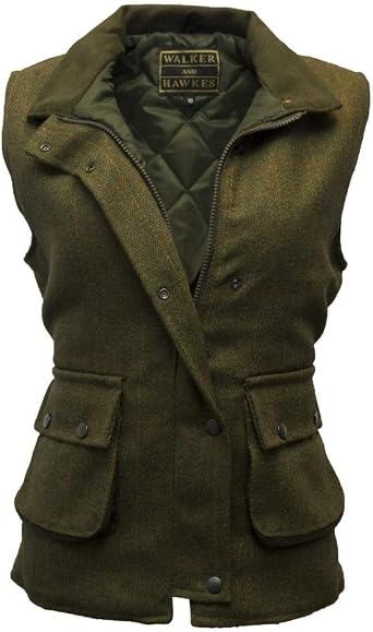 Walker and Hawkes Ladies Derby Tweed Bayston Gilet - Water-Resistant, Warm, Durable, Adjustable Fit, Outdoor Layer, UK-Made