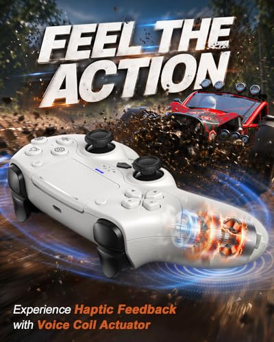Image of Gamrombo Haptic Feedback Controller for PS5, Wireless Controller with Dynamic Response Trigger, Built-in Microphone with One-Click Mute Function, Upgraded ALPS Joystick, 6-Axis Gyroscope Gamepad