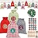 Sac Calendrier de l'Avent Noël, HAUSPROFI Calendrier de l'Avent Vide à Remplir Sachet en Tissu DIY avec Clip/Autocollants/Corde 10M