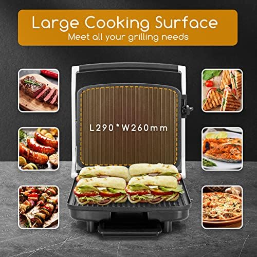 Aigostar Sandwich Toaster Toastie Maker, 2000W Large Fit Grill with Improved Non-Stick Coating, Panini Press and Sandwich Maker, Adjustable Temperature Control, Drip Tray, Spatula Included - Samuel
