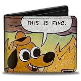 Buckle-Down KC Green Wallet, Bifold, This is Fine Question Hound Cafe Fire Comic Strip, Vegan Leather