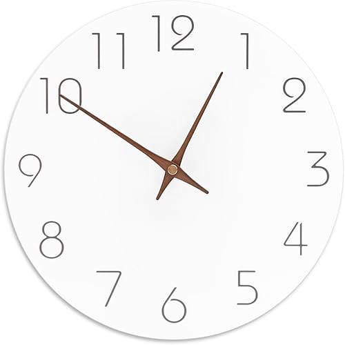 WLIEYEE Reloj de pared de madera de 10 pulgadas con movimiento de barrido sin tictac, funciona con pilas, reloj decorativo para sala de estar,
