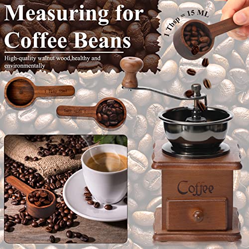 Skyley 4 Pieces Coffee Spoon Wooden Coffee Scoop Coffee Measure Scoop Wooden Table Spoon Coffee Ground Wood Tablespoon For Brown Approx. 15 Ml/ 0.5 Oz #TOP6