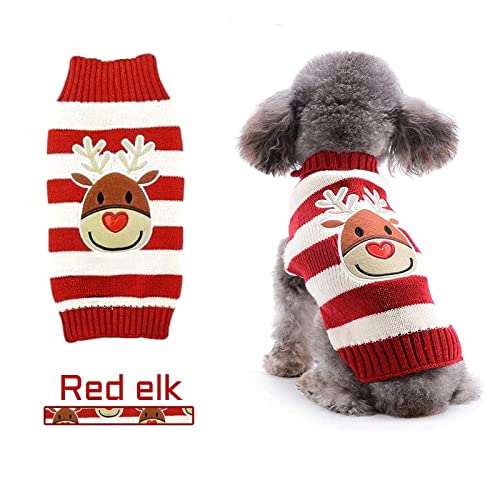 Hundepullover,Weihnachten Hund Rollkragenpullover Weihnachten Muster Strickwaren warme Haustier Weihnachtspullover für Welpen Party Puppy Geschenk für Hundepullover (XXS) Cover