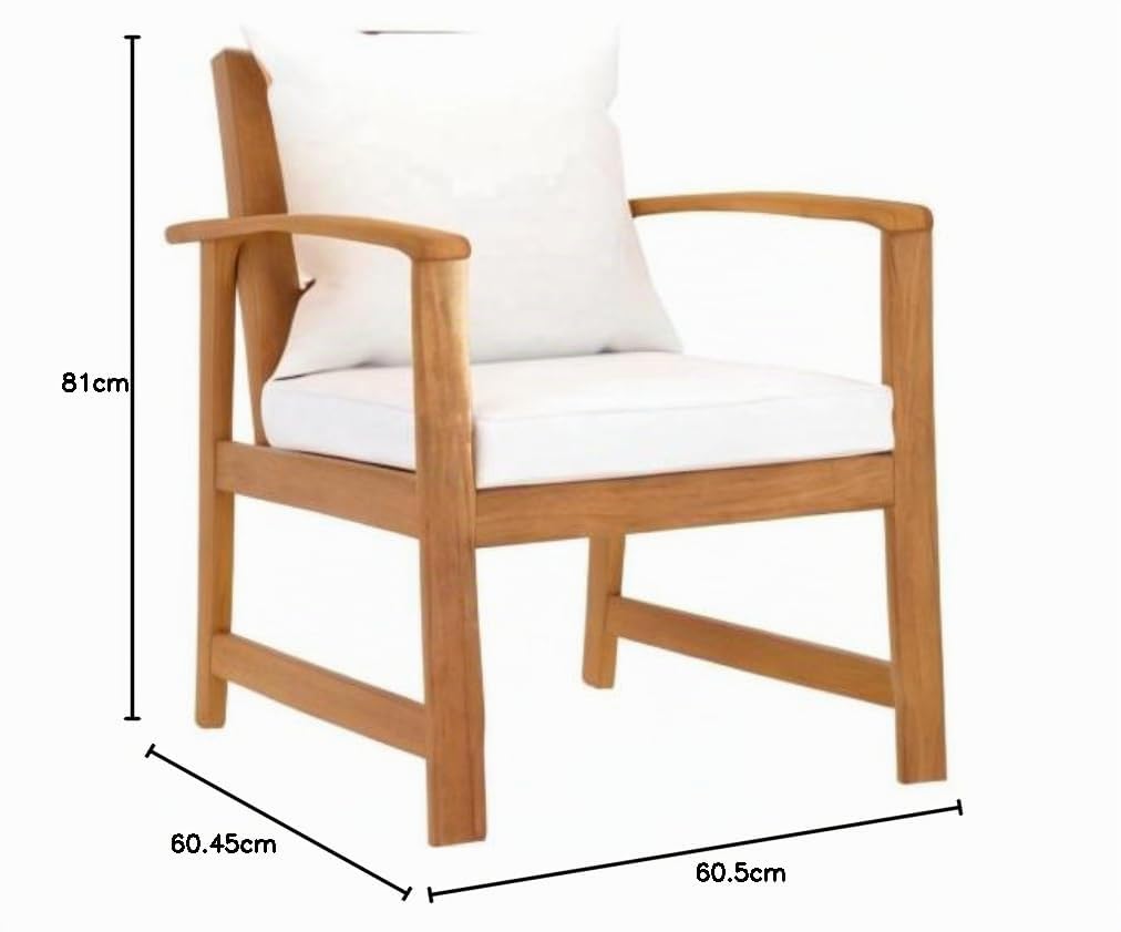 vidaXL 2X Madera Maciza de Acacia Sillas de Jardín con Cojín Sillón Exterior Terraza Balcón Asiento Butaca Muebles Mobiliario Duradera Robusta Crema