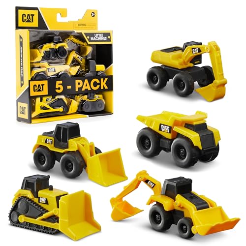 CatToysOfficial, CAT Little Machines Spielzeug Baustellenfahrzeuge Kinder mit 5 Teilen - Radlader, Schaufelfahrzeuge, Bulldozer, Kipplaster und Bagger Spielzeug - Spielzeugautos ab 3 Jahre