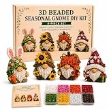 3D Beaded Animals Kit, Tiny 3D Beaded Animal DIY Kit with Colorful Beads, Wire, Needles and Instructions, Cute Seasonal Gnome Beading Craft Set for Desk and Shelf Decor Gift, Relaxing Handmade Hobby for Adult