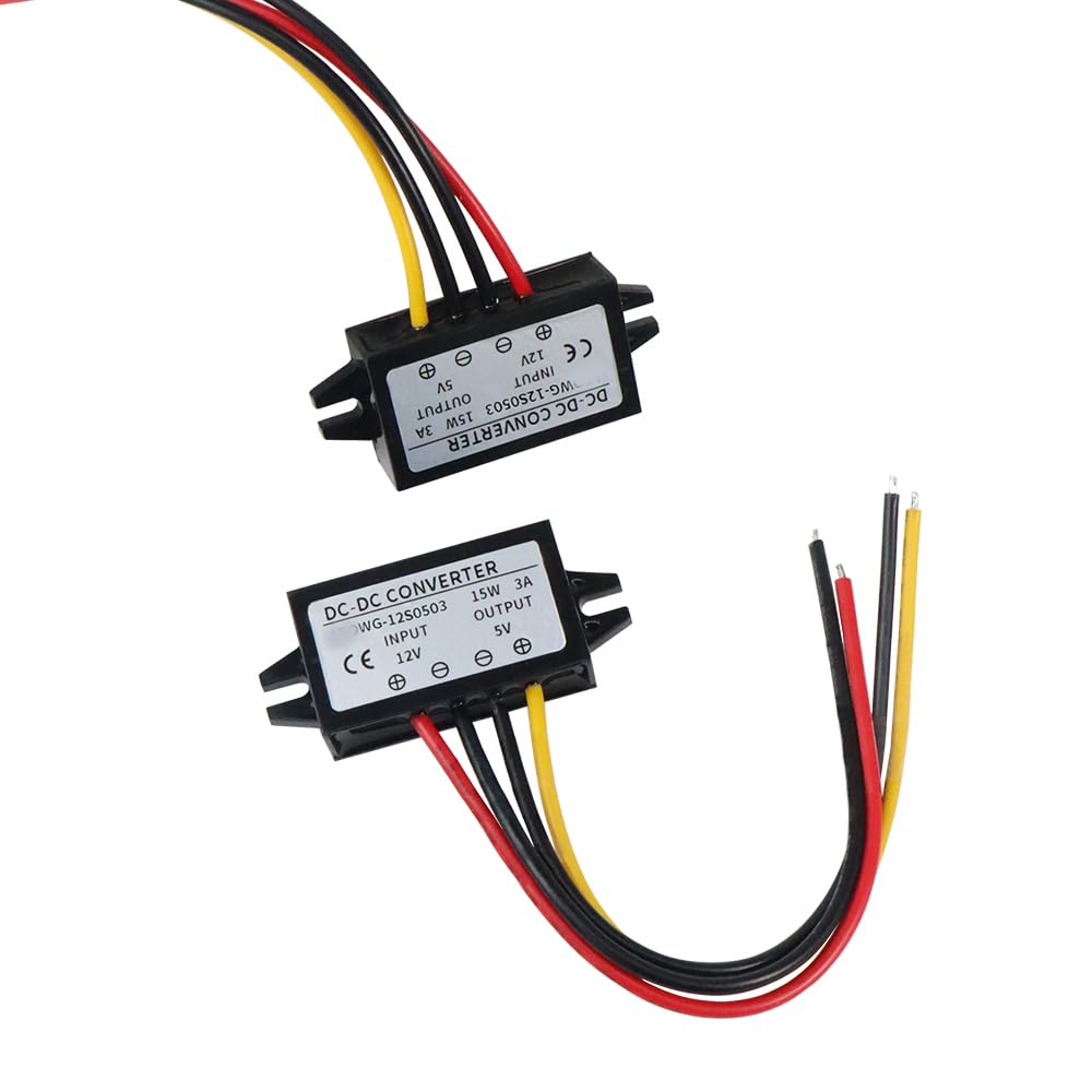 2Pcs 12/24V to 5V 5A 25W DC-DC Step Down Converter, Power Supply Adapter Compatible with Solar Panel, Waterproof Voltage Regulator Car Charging