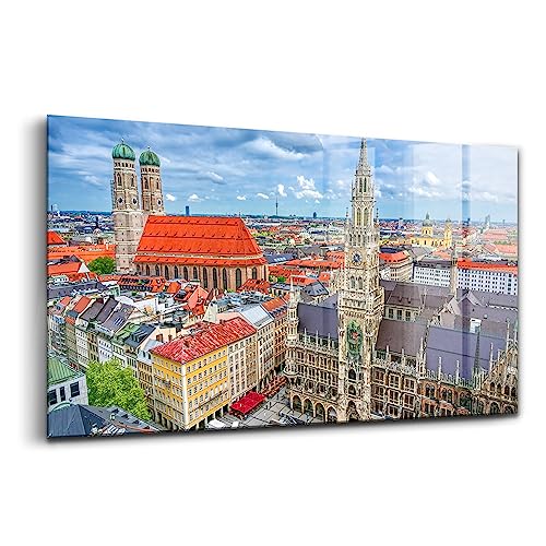 Peinture Décoration murale Verre Wallfluent 100x50cm, tableau de l'hôtel de ville de Munich