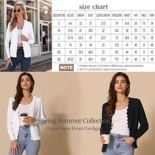 Azonee Women's Lightweight Knit Cardigan, V-Neck Open Front 9-Point Sleeve Shrug Sweater, Thin Long Sleeve Short Knit Jacket for Spring and Summer Top (Size: L)