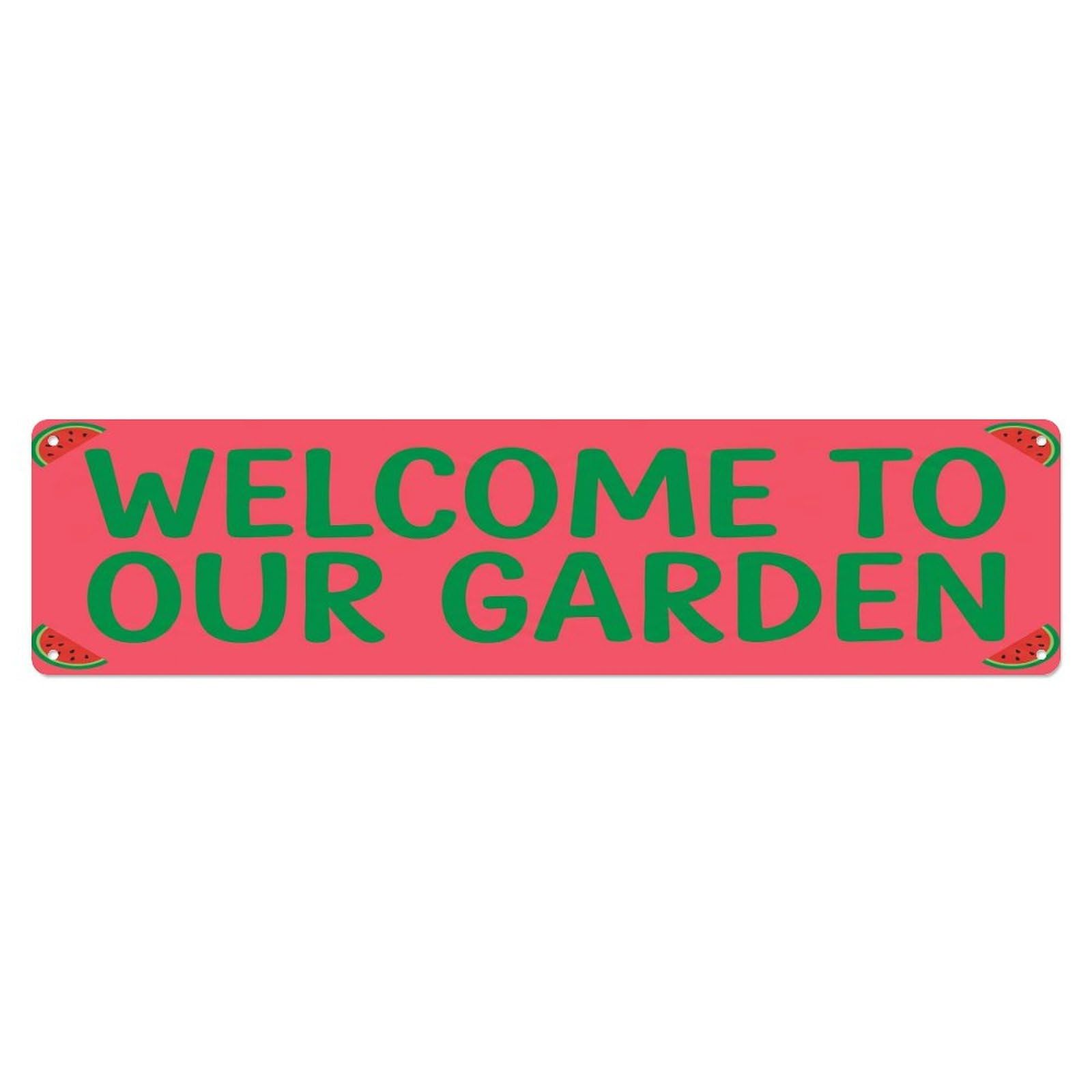 Vintage Welcome to Our Garden Watermelon Metal Tin Sign
