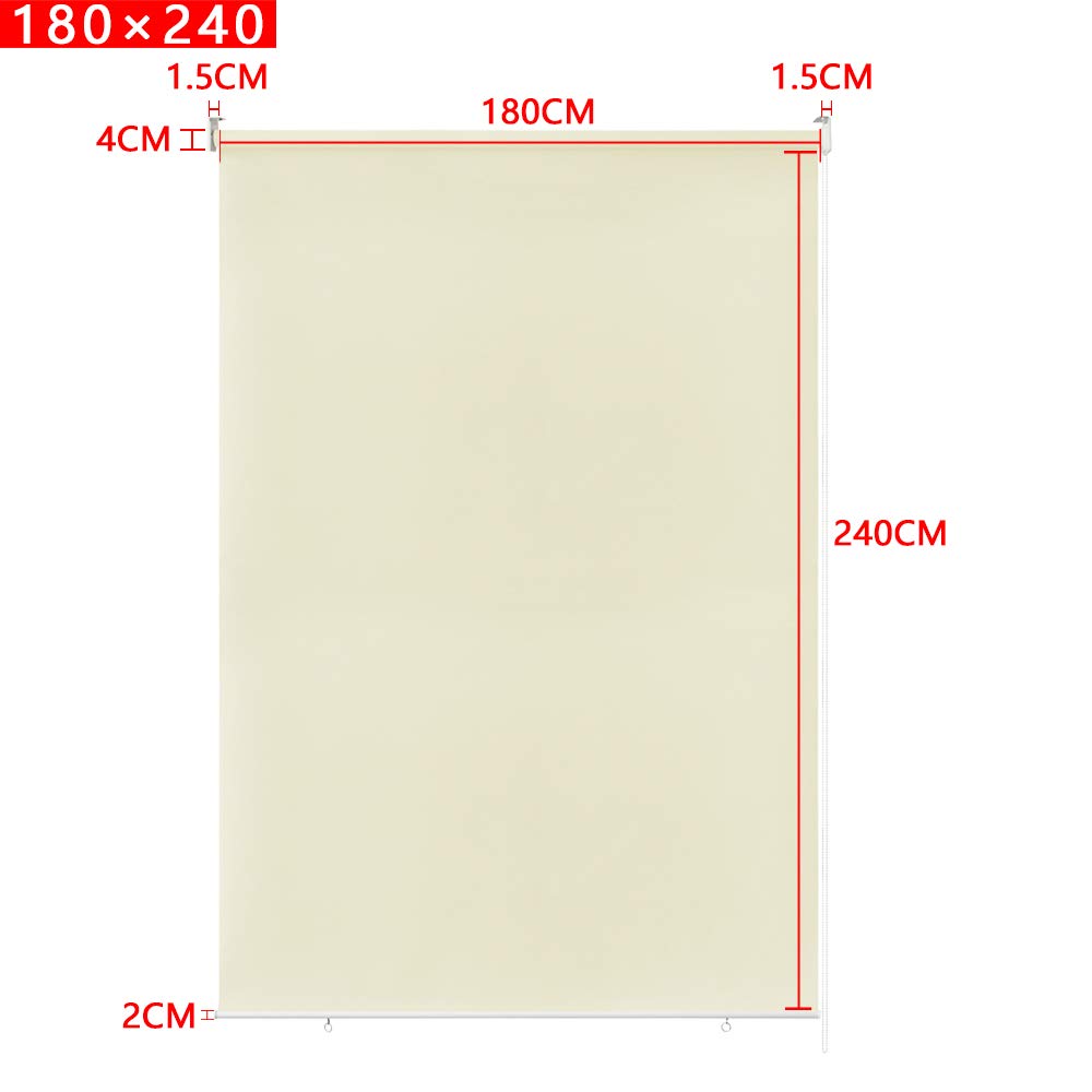 Tenda a rullo per esterni, verticale, tenda avvolgibile per finestre, 180 x 240 cm, colore beige, protezione solare, resistente alle intemperie, oscurante, per finestre e porte