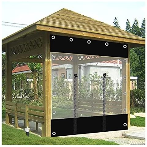 WZYJLyds Waterproof Tarpaulin with Grommets, Pergola Transparent Tarp Side Panels with Zipper, Outdoor PVC Clear Curtains, Partition Curtain for Porch Gazebo Carport Garden Cover