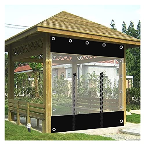 Lona Alquitranada Impermeable con Ojales, Paneles Laterales de Lona Transparente de Pérgola con Cremallera, Cortinas de Lona de PVC Exterior, para Porche, Cochera, Jardín ZHZHXR(230x220cm(7.5*7.2ft))
