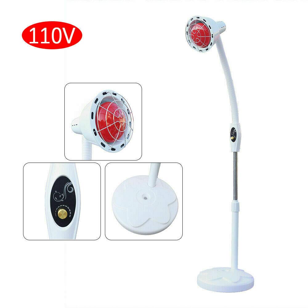 Lámpara de calor de 275 W, con cabezal único, 360 grados, ajustable, lámpara de infrarrojos, tubo telescópico, lámpara de terapia, tratamiento de la piel, para salón de belleza, salón o salón