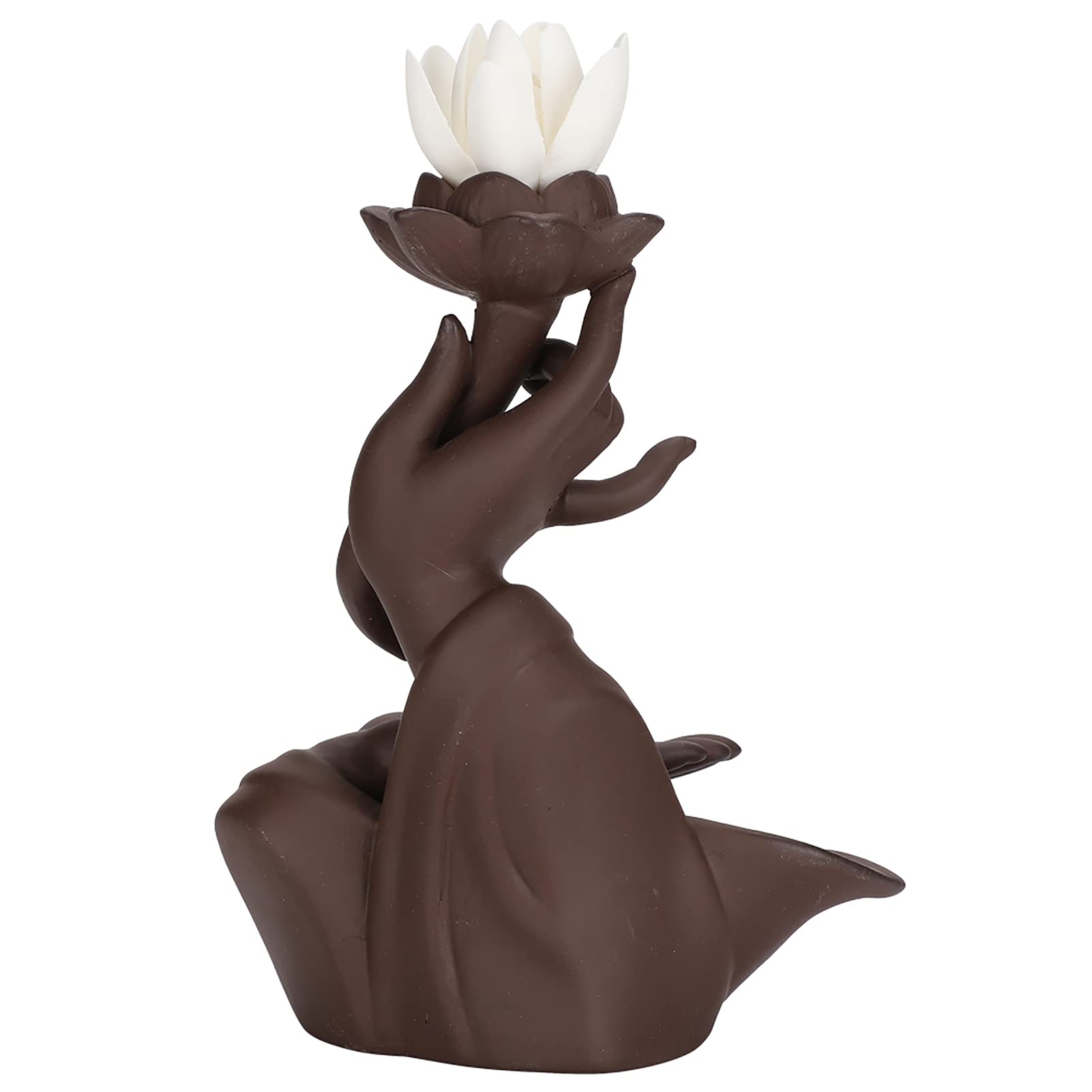 Jiawu Bruciatore di incenso a riflusso, fiore di loto/monaco cascata portaincenso, realizzato a mano, in ceramica, con cono a riflusso e bastoni di incenso, per aromaterapia, meditazione, relax
