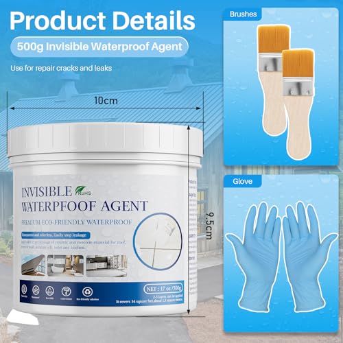 Image of Invisible Waterproof Agent 17.6 Oz, Transparent Waterproof Coating Adhensive Leak Repairing, Water-Based Clear Liquid Water Proof Sealant