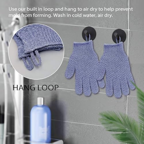 Image of CVNDKN 1 Pair Exfoliating Gloves,Shower Glove for Women Men,Wash Gloves for Shower,Deep Cleansing Exfoliating Mitt Bath Glove Wash Dead Skin Remover Exfoliate Body Scrubber (Blue)