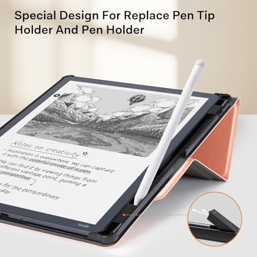 Image of CoBak Case for 11 inch Kindle Scribe 3rd Generation 2025, Kindle Scribe Colorsoft with Two Viewing Angles - All New PU Leather Cover with Auto Sleep Wake, Pen Holder. Sheep Pink