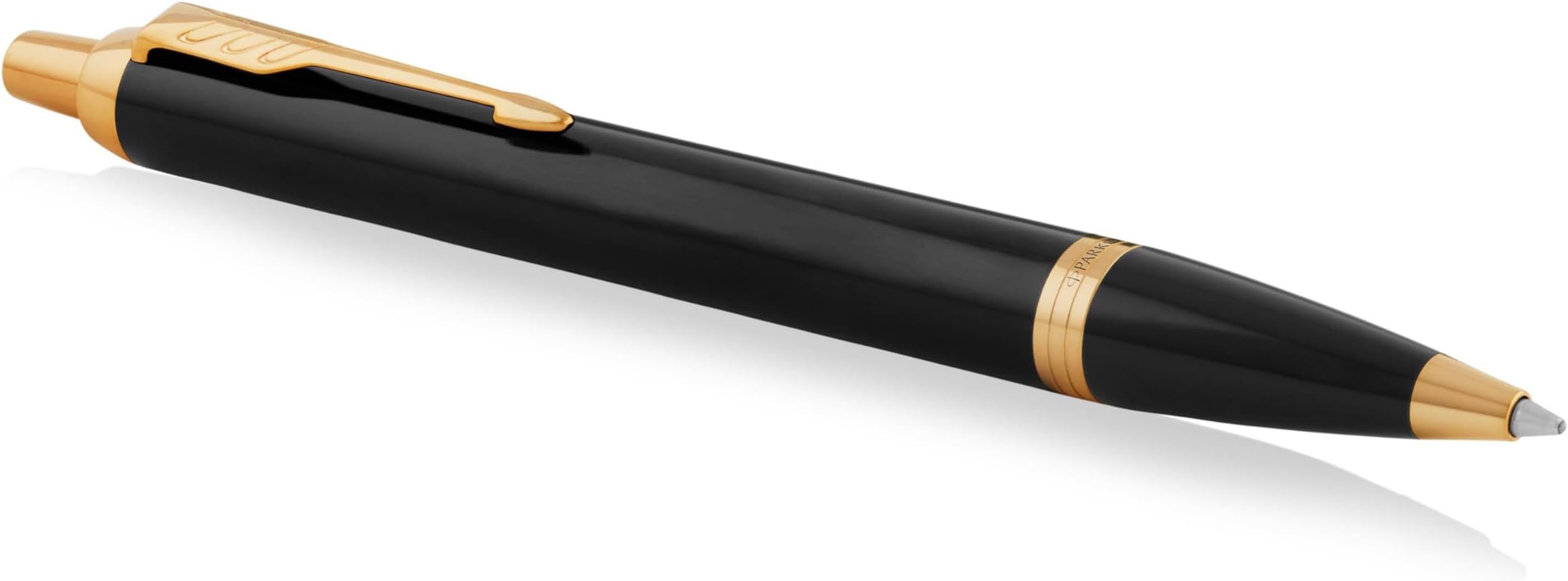 IM Ballpoint Pen | Black Lacquer with Gold Trim | Medium Point Blue Ink | Gift Box