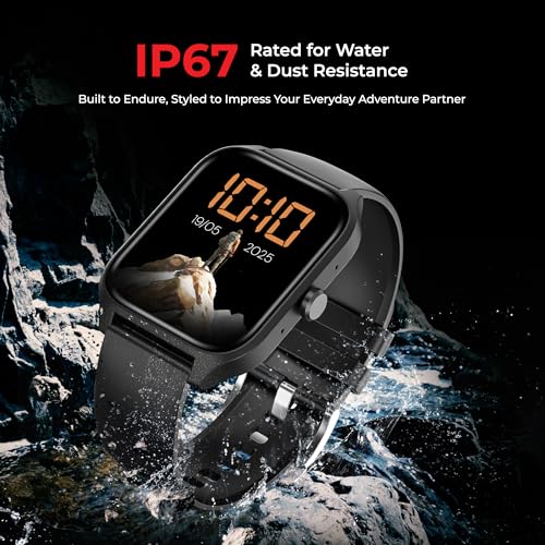 Image of Nervfit Pulse Smartwatch with 1.83 inch TrueColor+ HD Display | Bluetooth Calling | Waterproof | Heart Rate & SpO2 Tracking | Sleep & Stress Monitor | 5-Day Battery | Sports Modes (Pulse Black)