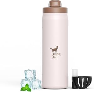 CHEERFUL GOAT Ceramic Water Bottle for Coffee,Protein Powder,Milkshake 25OZ | Ceramic Lined Stainless Steel Coffee Thermos, Leak-Proof Lid, Dishwasher Safe for Gym, Hiking, Camping,Sports Travel Bottle