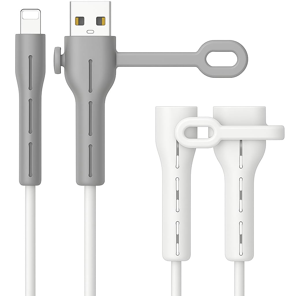 Cable Protector for Charging Cables, Anti-Break Cord Saver for USB & Type C Cables, Flexible Silicone Wire Protector to Prevent Bending Damage, Universal Cable Saver (Pack of 2)-image-26
