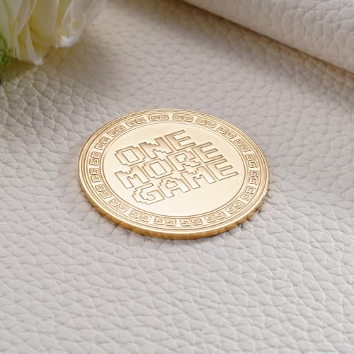 MIXJOY Funny Destiny Flip Coin for Gamers - Double Side One More Game, Time for Bed Decision Token, Stocking Stuffer for Gamer, Gaming Accessory, Play Game Enthusiasts Gift, Gold Plated Gaming Coin - Thumbnail 6