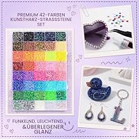 33600Pcs Bedazzling Kit Strasssteine für Nägel, 42Farben 3mm Glitzersteine Bedazzler Kit mit Pinzette & Wachsstift,Flatback Jelly Rhinestones für Nail Art DIY Basteln Nägel Textilien Diamond Painting – Ansicht 9