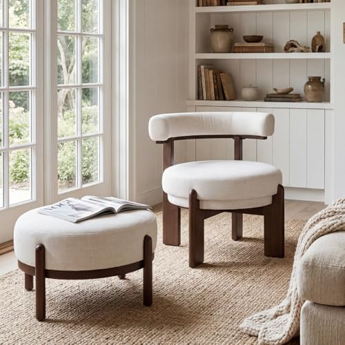 Sillón moderno sin brazos beige miniatura 5