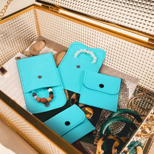 Bolsas para Joyas de Fieltro Antirrayaduras, Fundas Protectoras con Broche 6